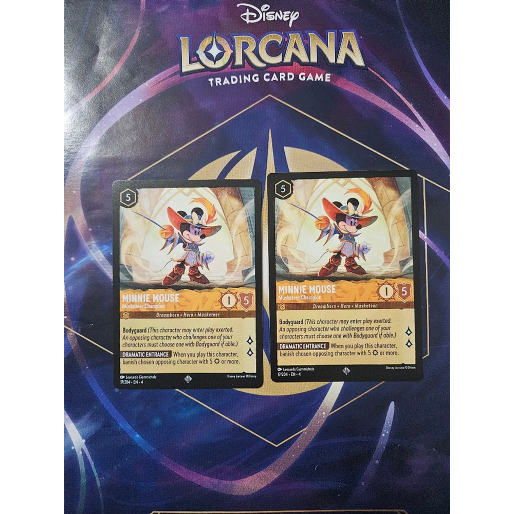 Disney Lorcana Amber Minnie Mouse Musketeer Champion 17/204 Set of 2